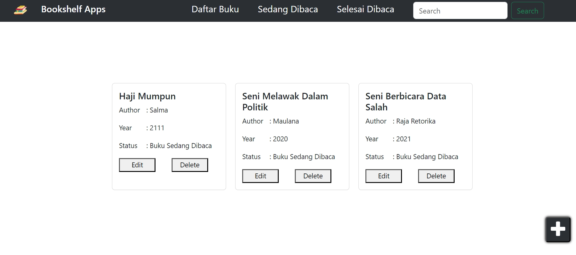Tampilan Belajar DOM & Web Storage